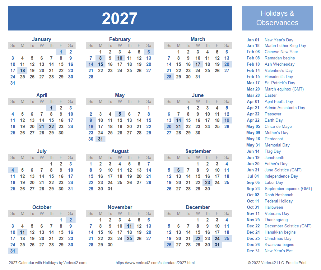 2027 Calendar Templates And Images 2027 Calendar Templates And Images