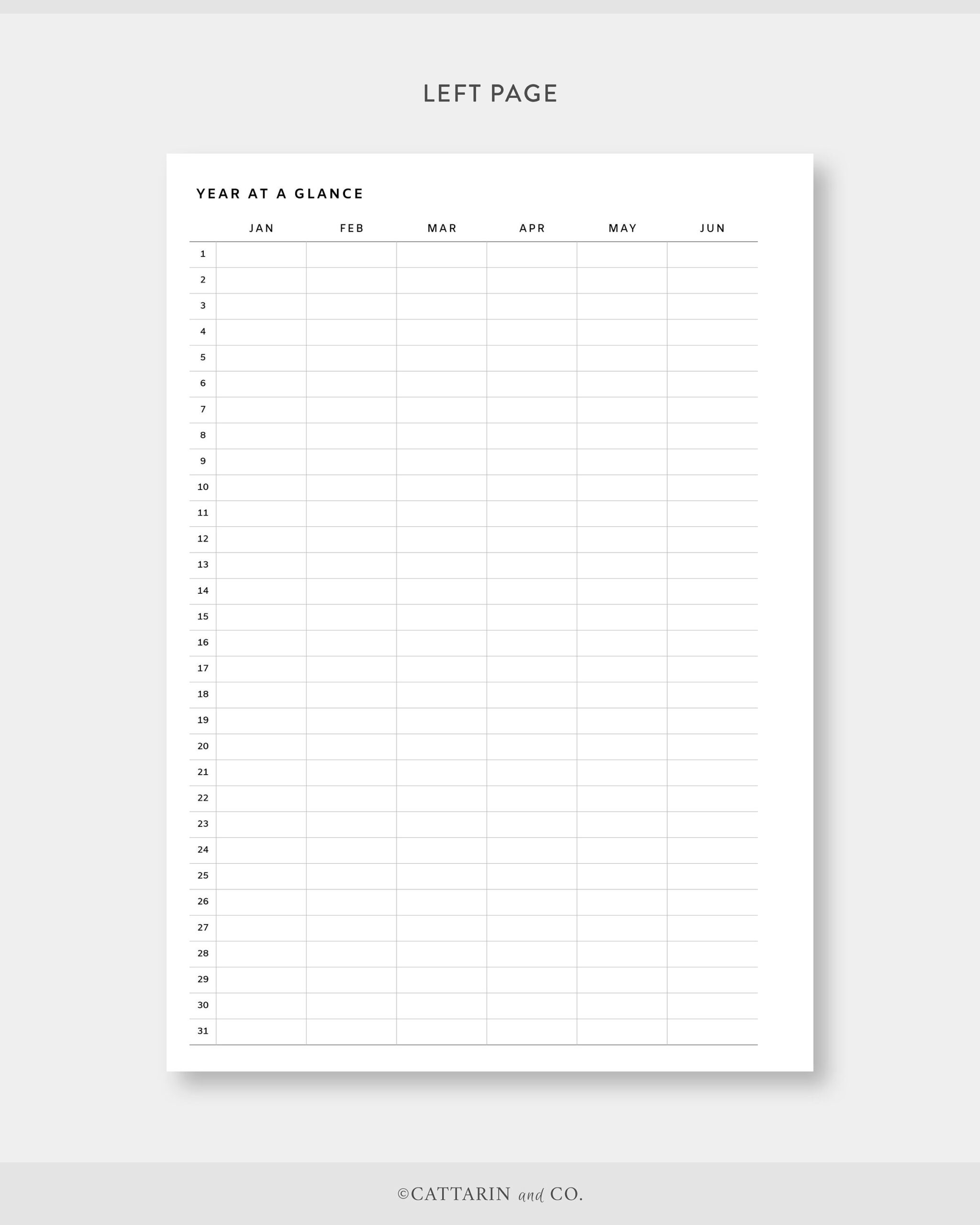 A5 Year At A Glance Year On Two Pages Yearly Overview Annual Planner Simple Template Journal PDF Inserts Digital Download Etsy Blank Calendars Free Printable PDF Templates