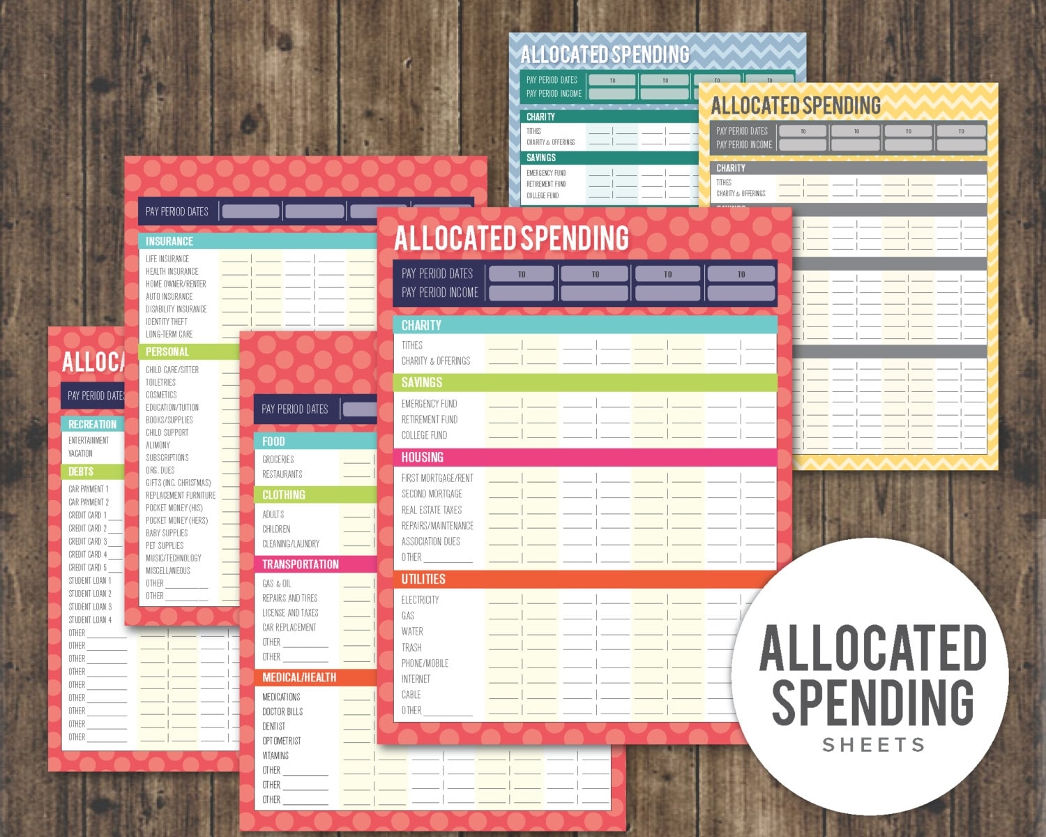Allocated Spending Sheets Etsy