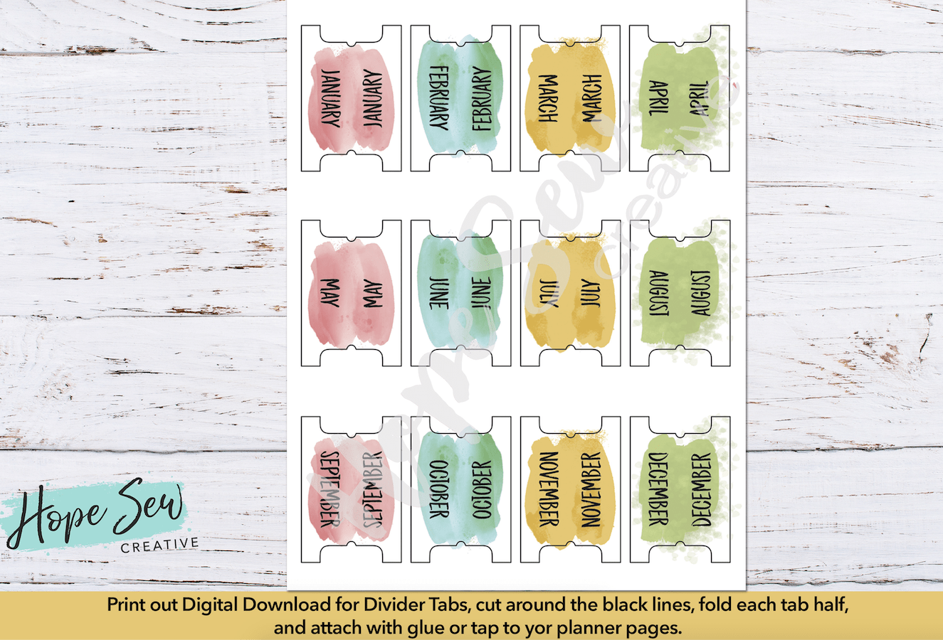 Big Happy Planner Notes Monthly Tabs 5 Page Printable Hope Yoder