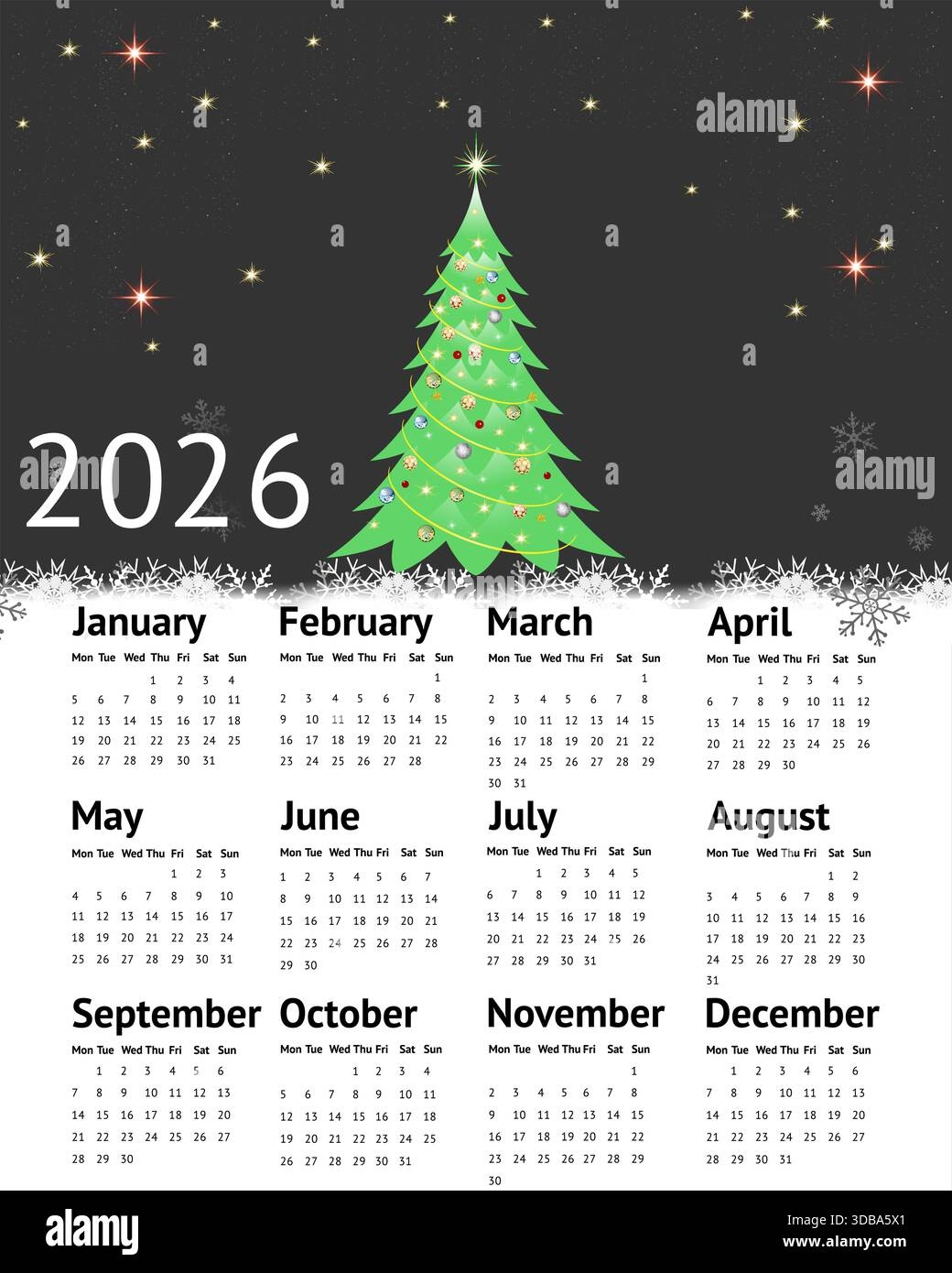 2026 Calendar With Santa Claus And Gifts