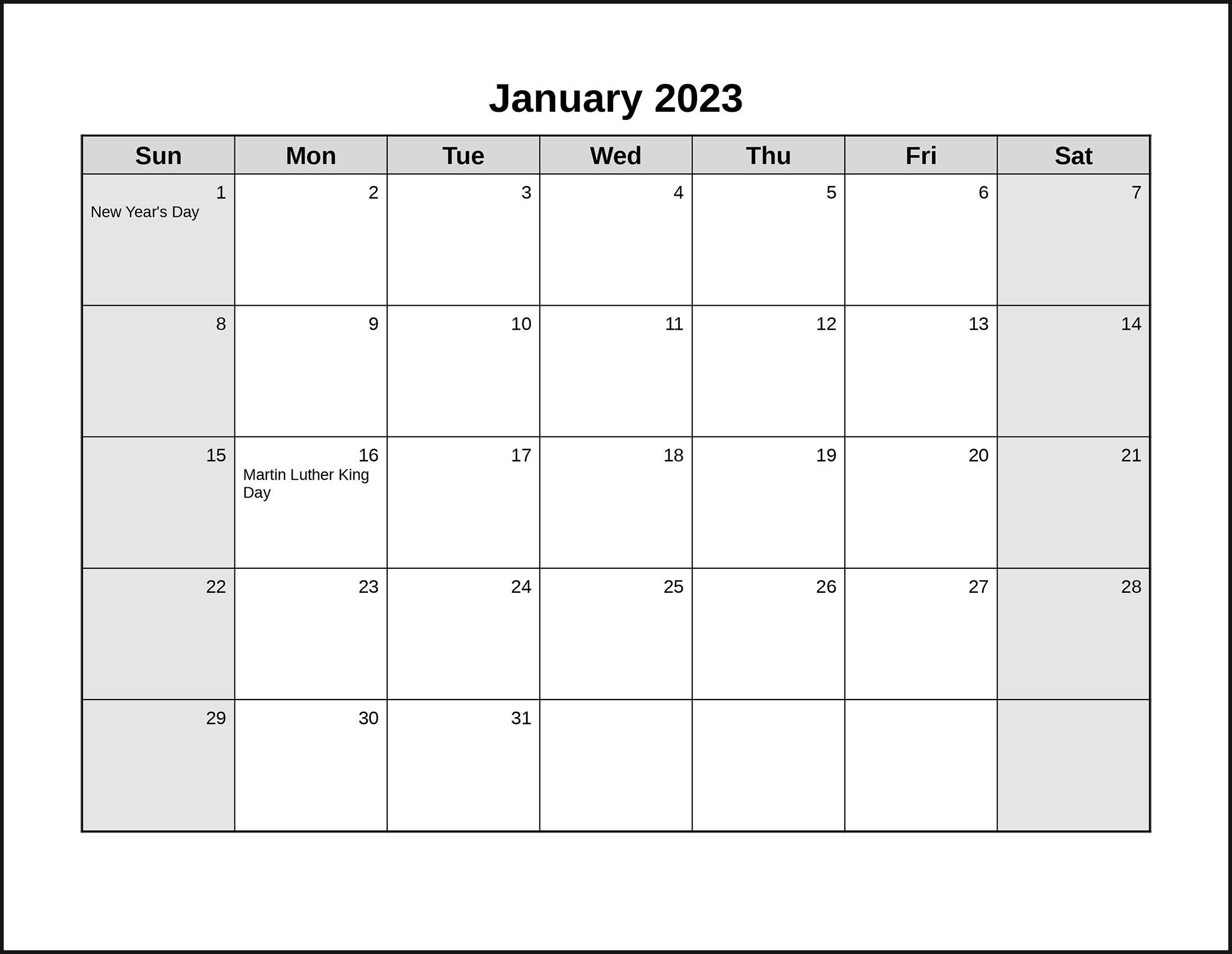 CalendarsThatWork Monthly Landscape