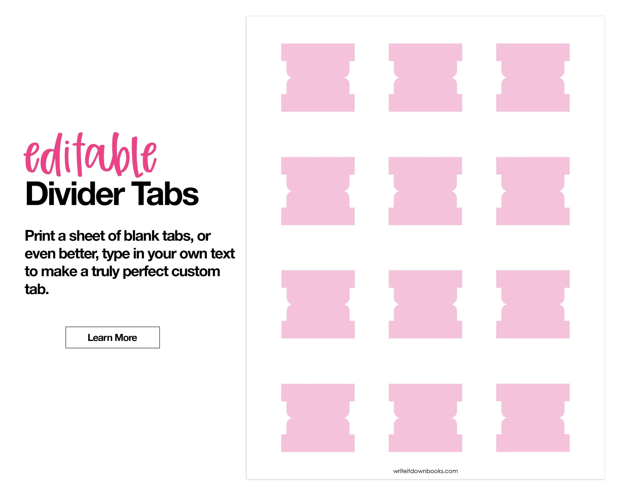 Editable Divider Tabs Blank Printable DIY Pink Etsy Editable Divider Tabs Blank Printable DIY Pink Etsy
