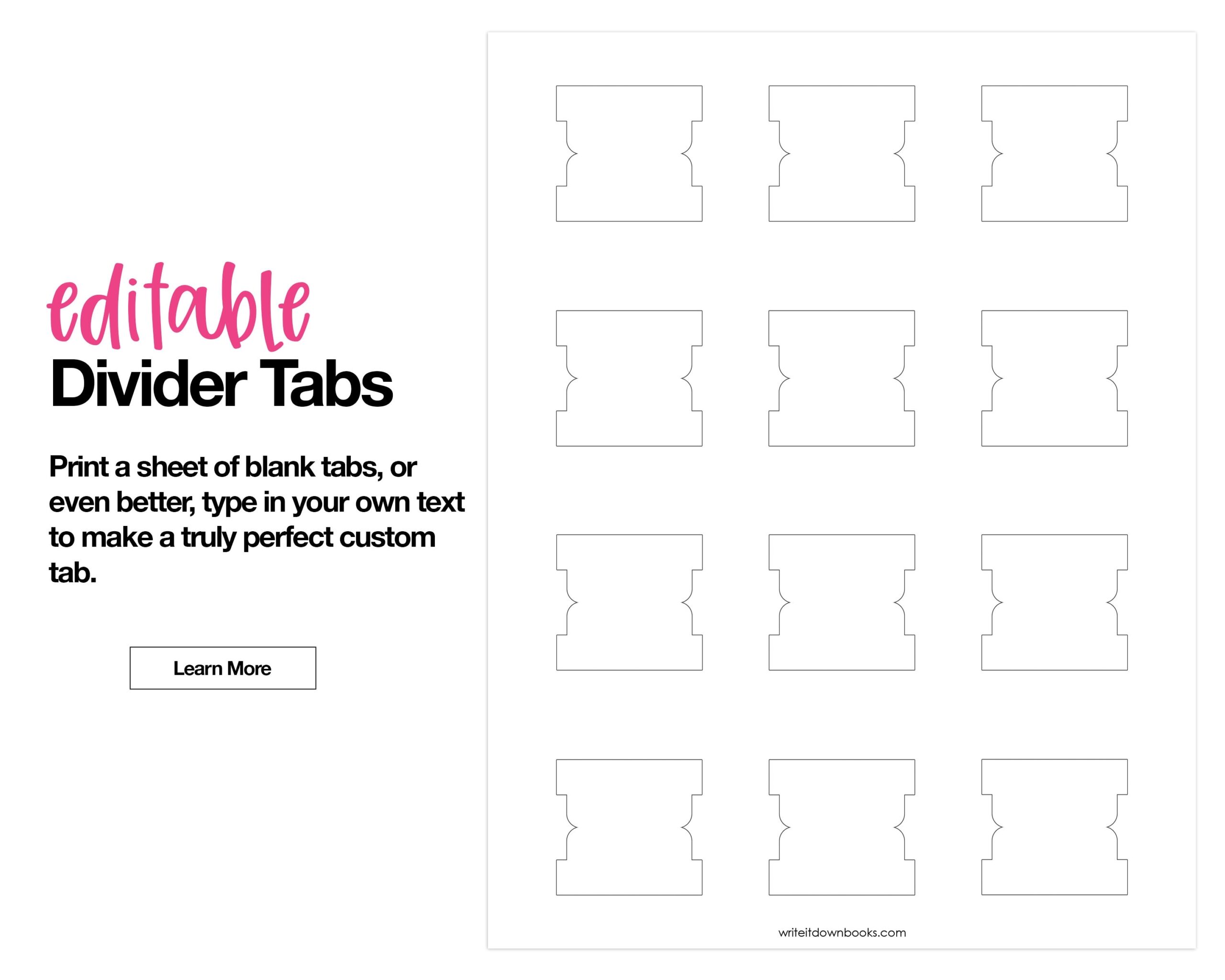 Editable Divider Tabs Blank Printable DIY White Etsy Sweden
