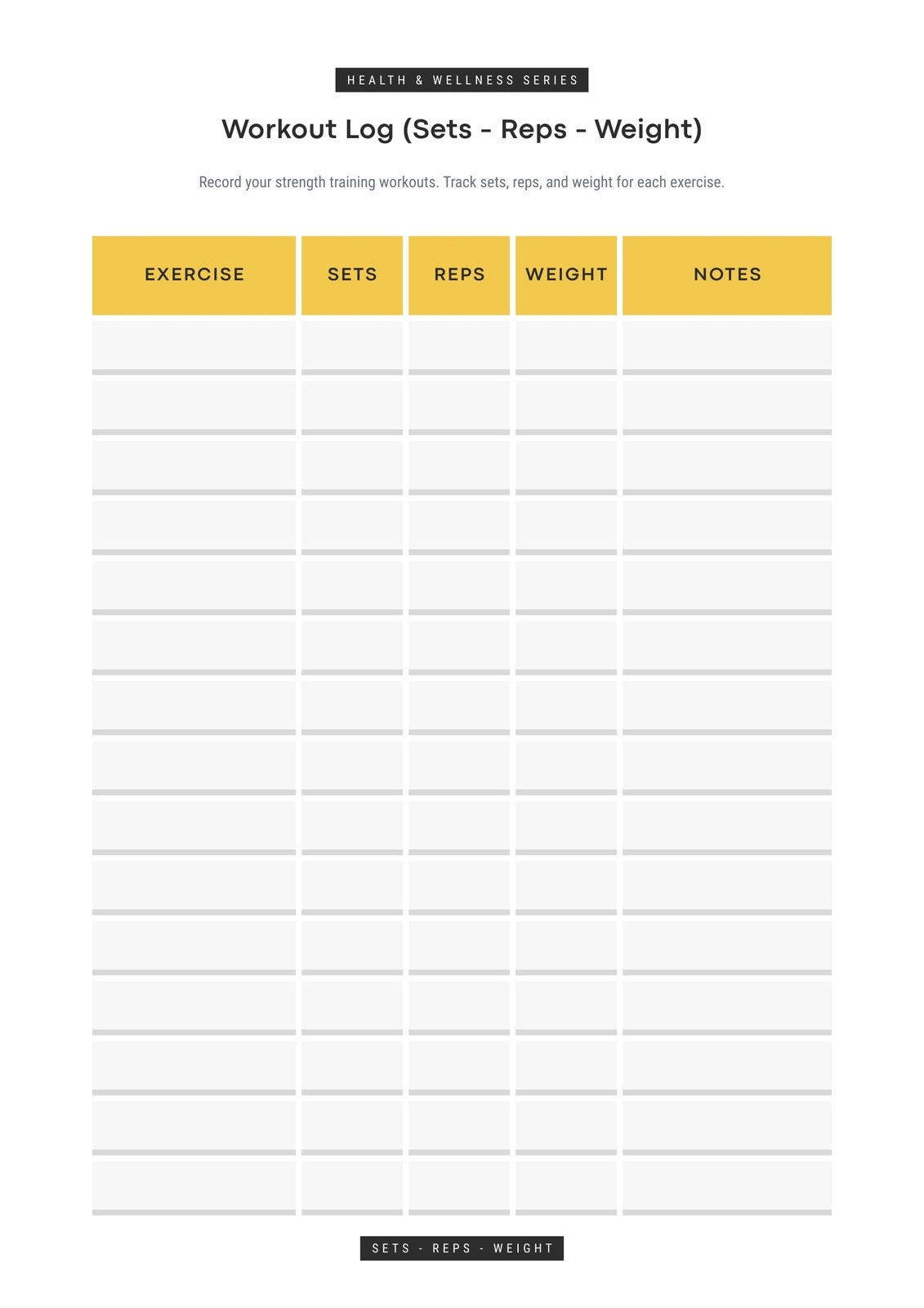 Weekly Workout Planner Template Fitness Journal Printable PDF Etsy