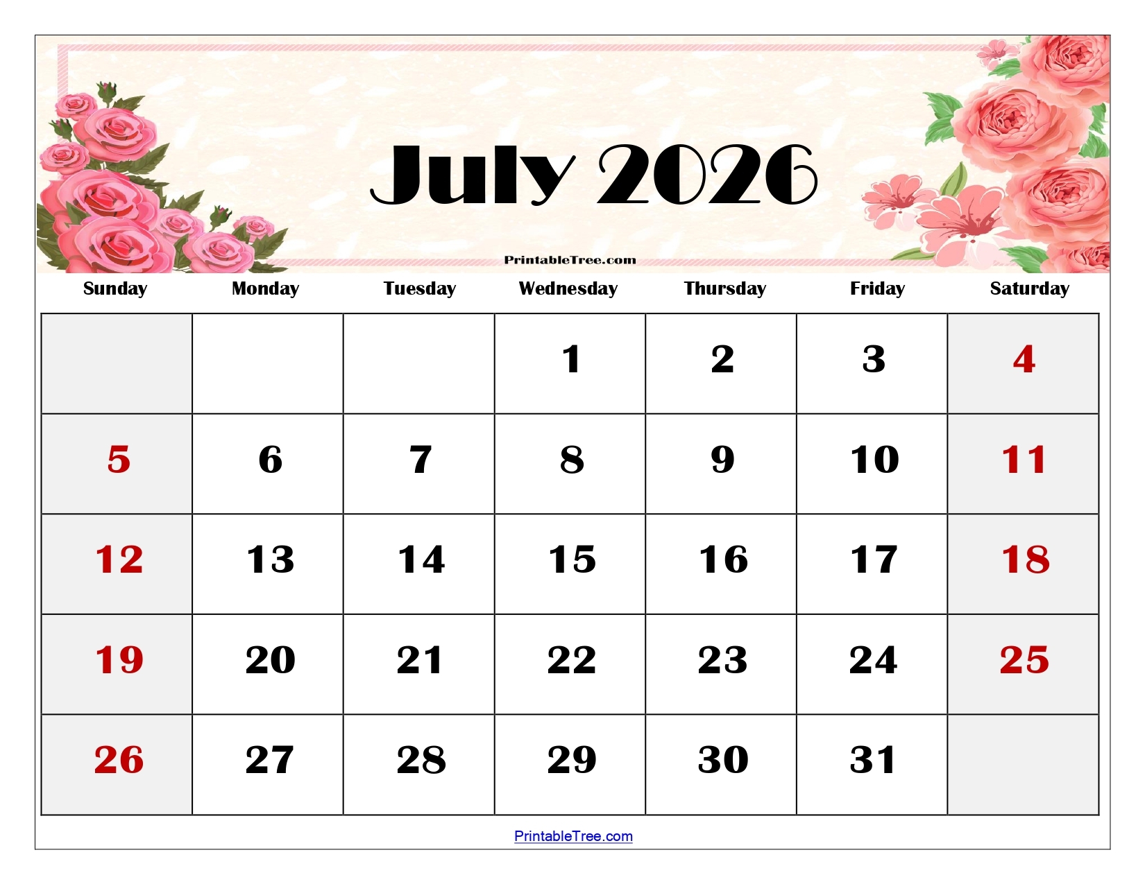 Free 2026 Calendar Printable Floral Paper Trail Design
