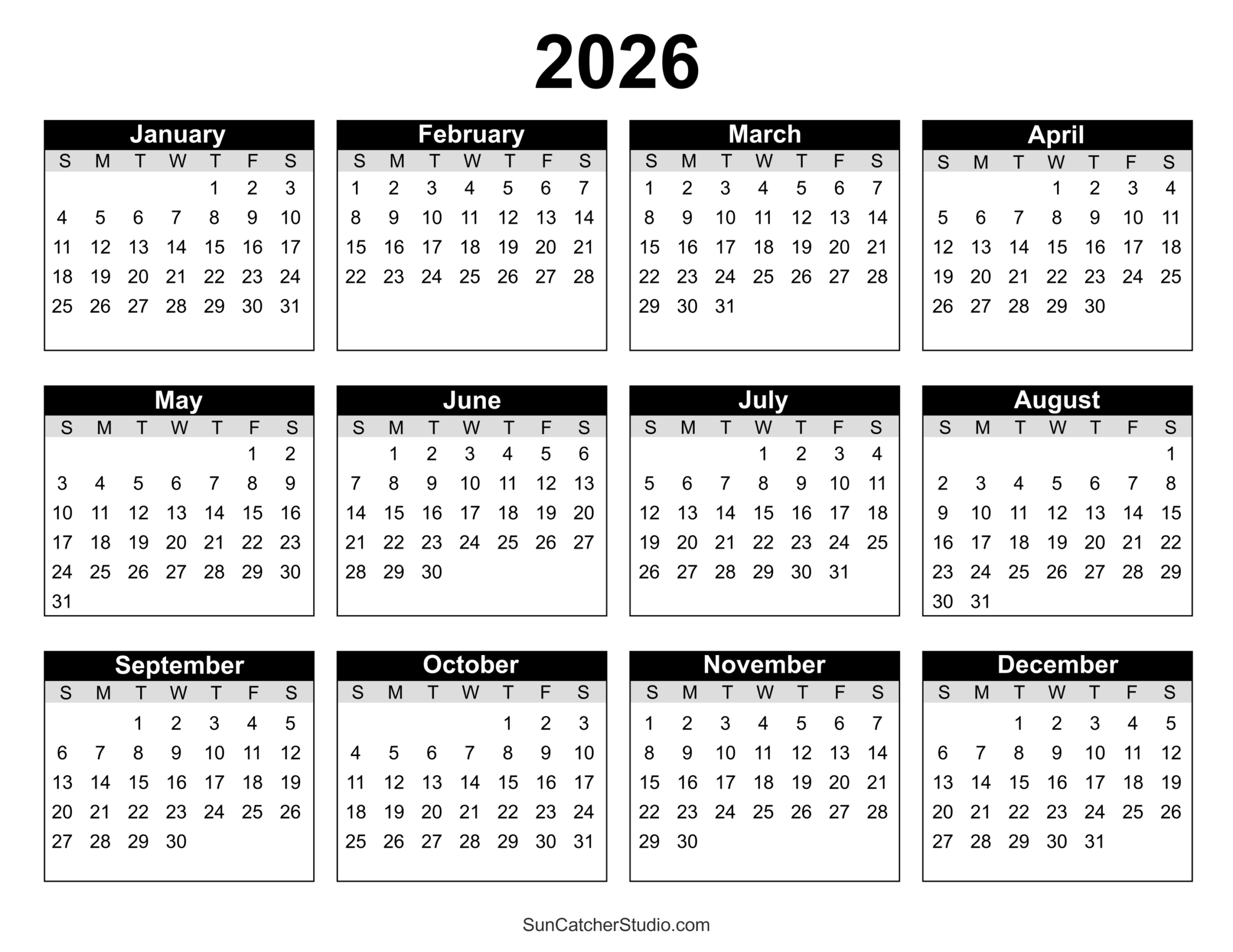 2026 Yearly Planner 2026 Year Planner Printable Yearly Planning Calendar 2026 Agenda Yearly Wall Calendar Year At A Glance 2026 Plan Etsy