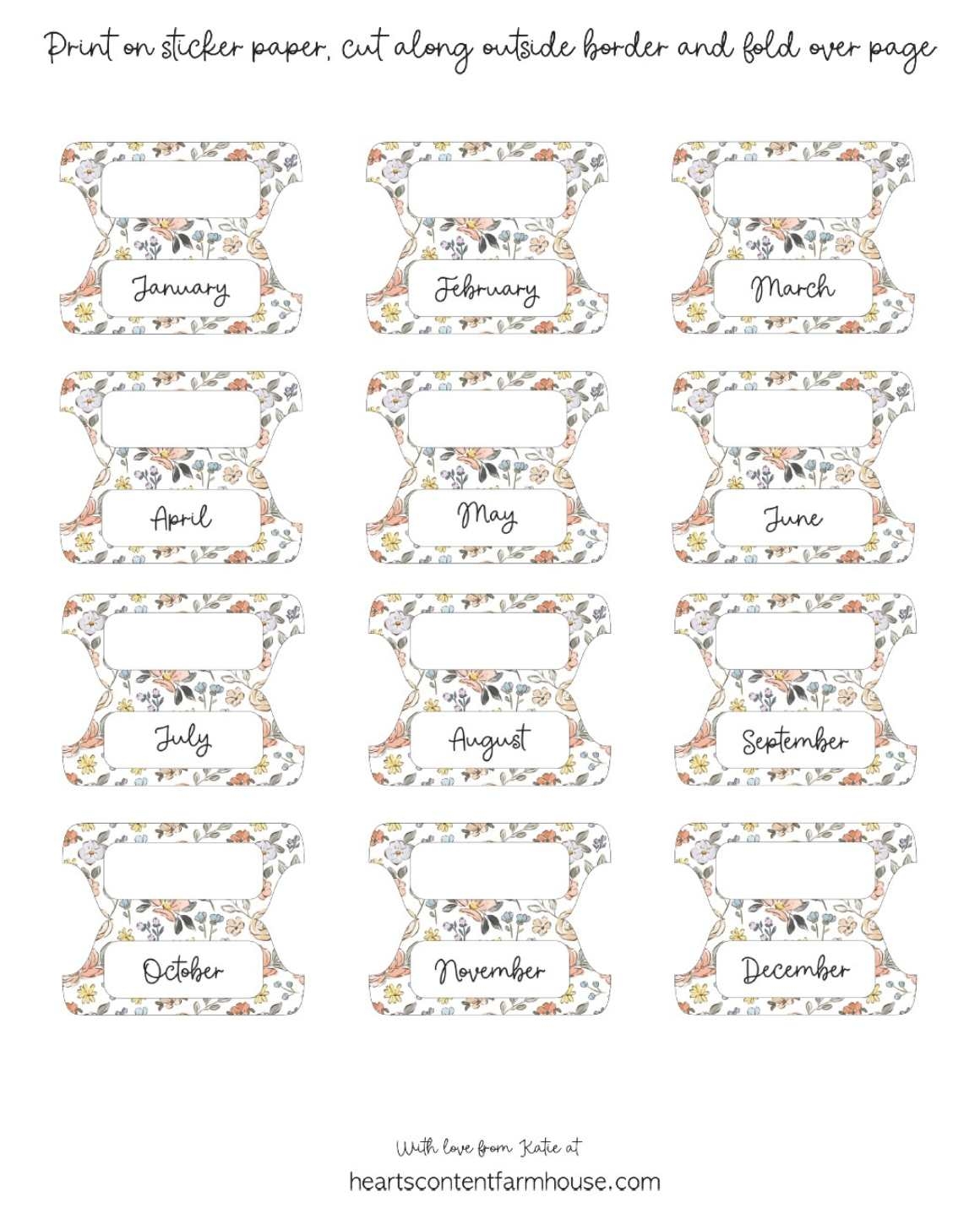 Free Printable Monthly Divider Tabs Pretty Binder Makeover