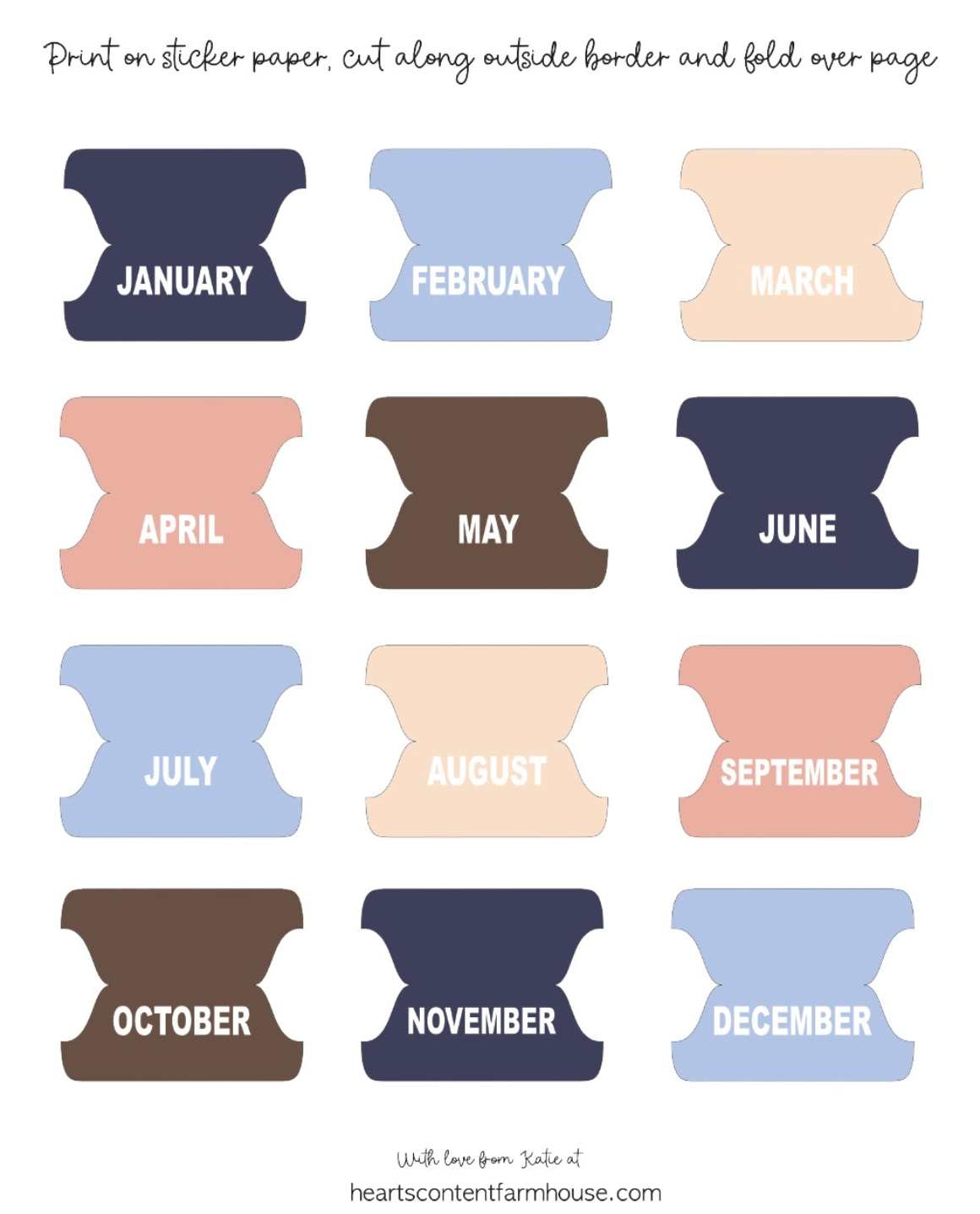 Free Printable Monthly Divider Tabs Pretty Binder Makeover