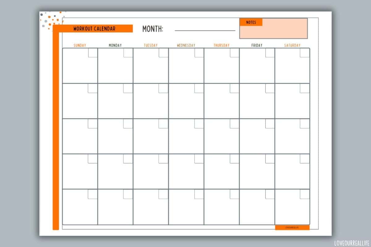 Workout Calendar Template Achieve Your Fitness Goals Love Our Real Life